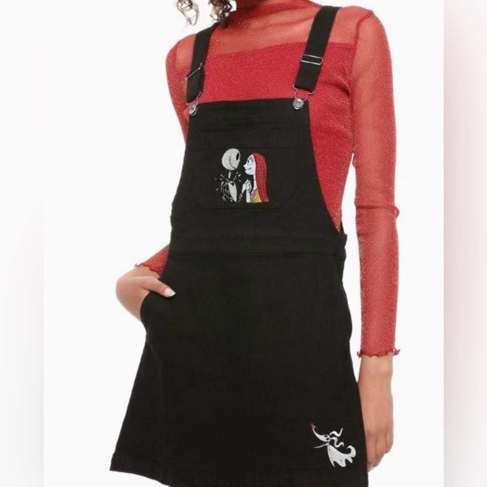 Jack & Sally Nightmare Before Christmas Denim Overalls Dress Disney XL Hot Topic
